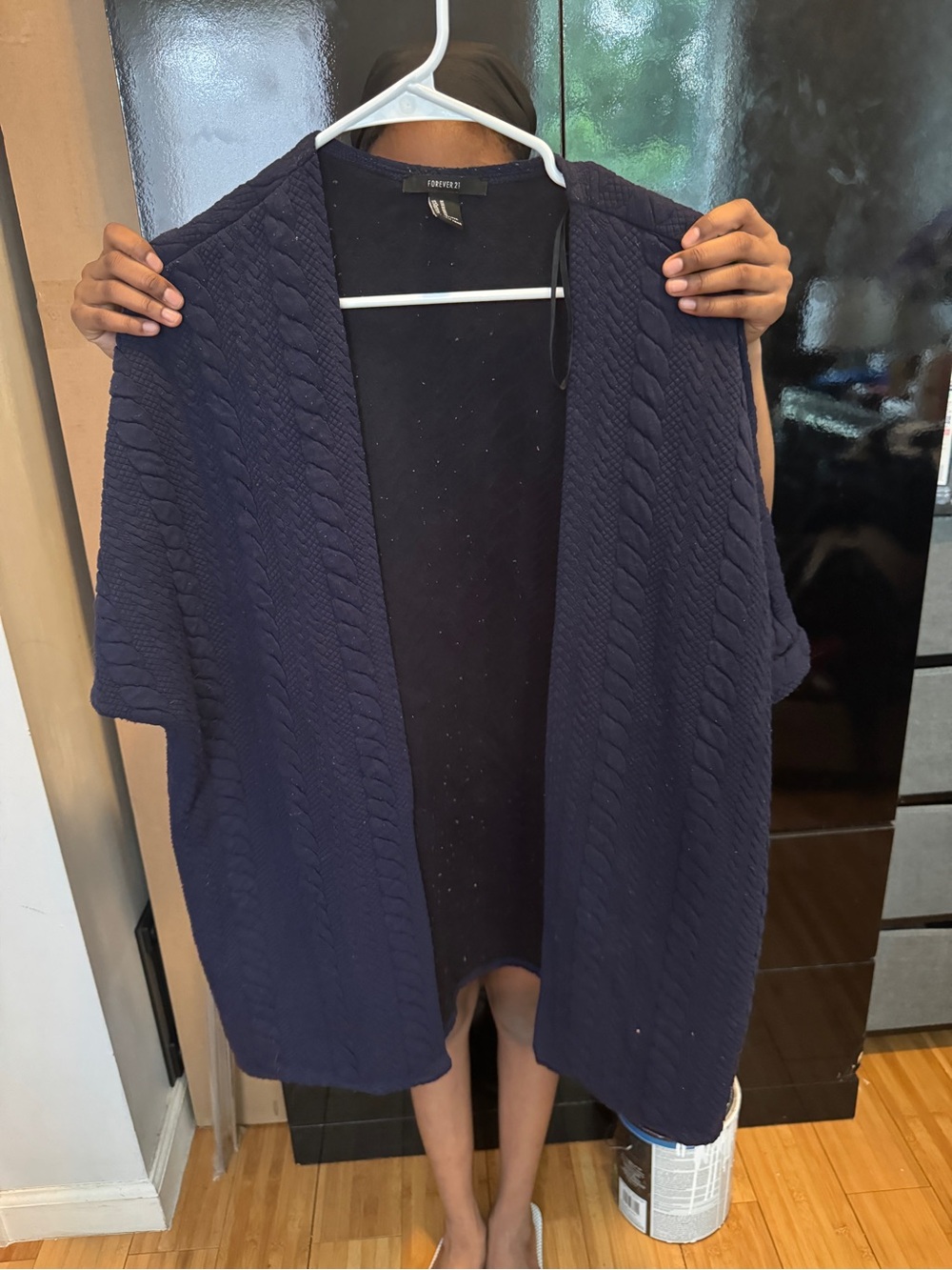 Forever 21 Navy Cable-Knit Open Cardigan
